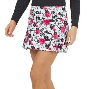 Ibkul Linited Edition 14in Swing Skort Xenia Red and Black Floral